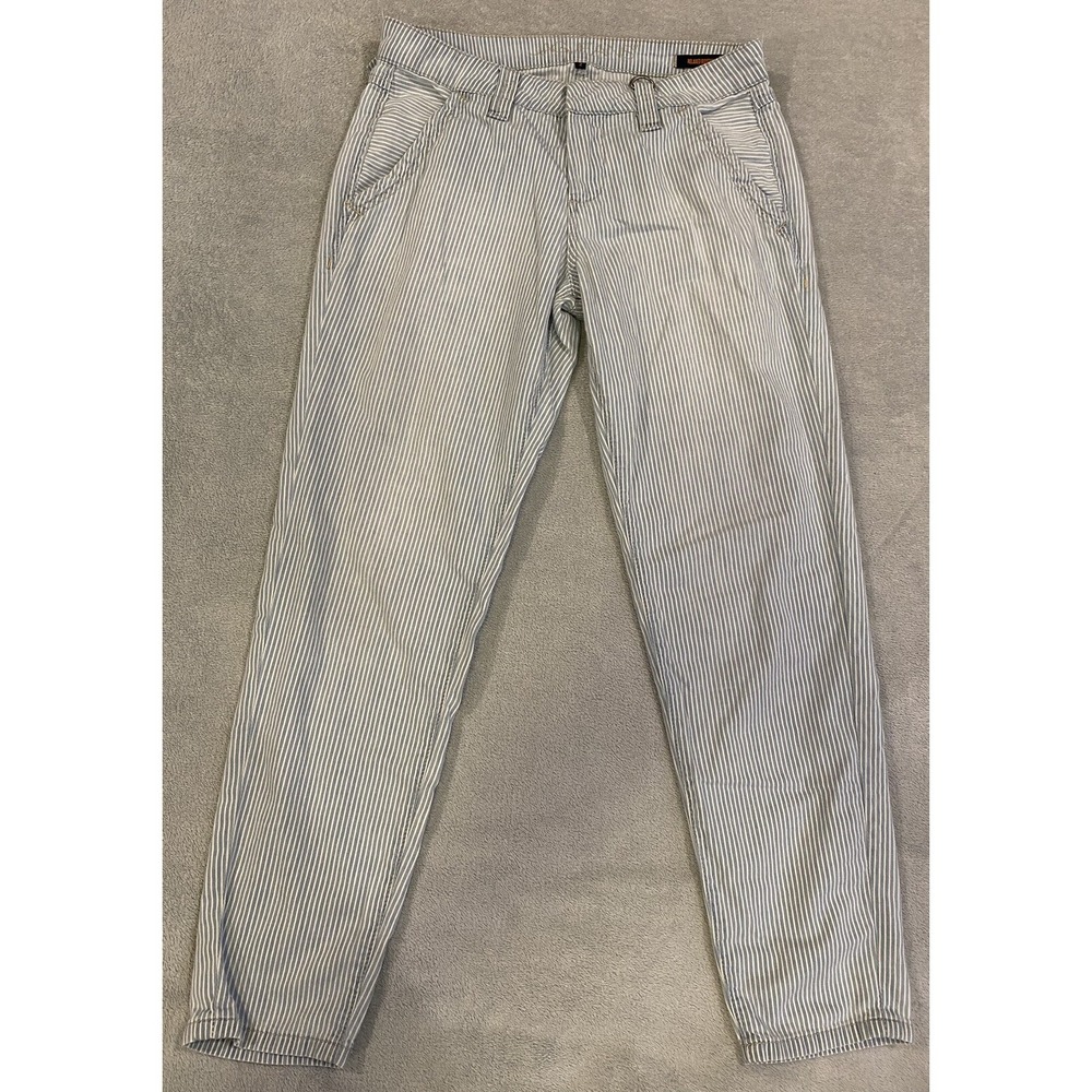 Womens Jag Jeans Size 2 Blue White Pin Stripe Adjustable Relaxed Boyfriend Pants